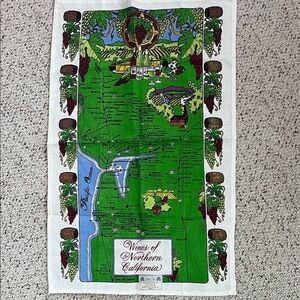 Northern California Wine Map Linen Tea Towel
